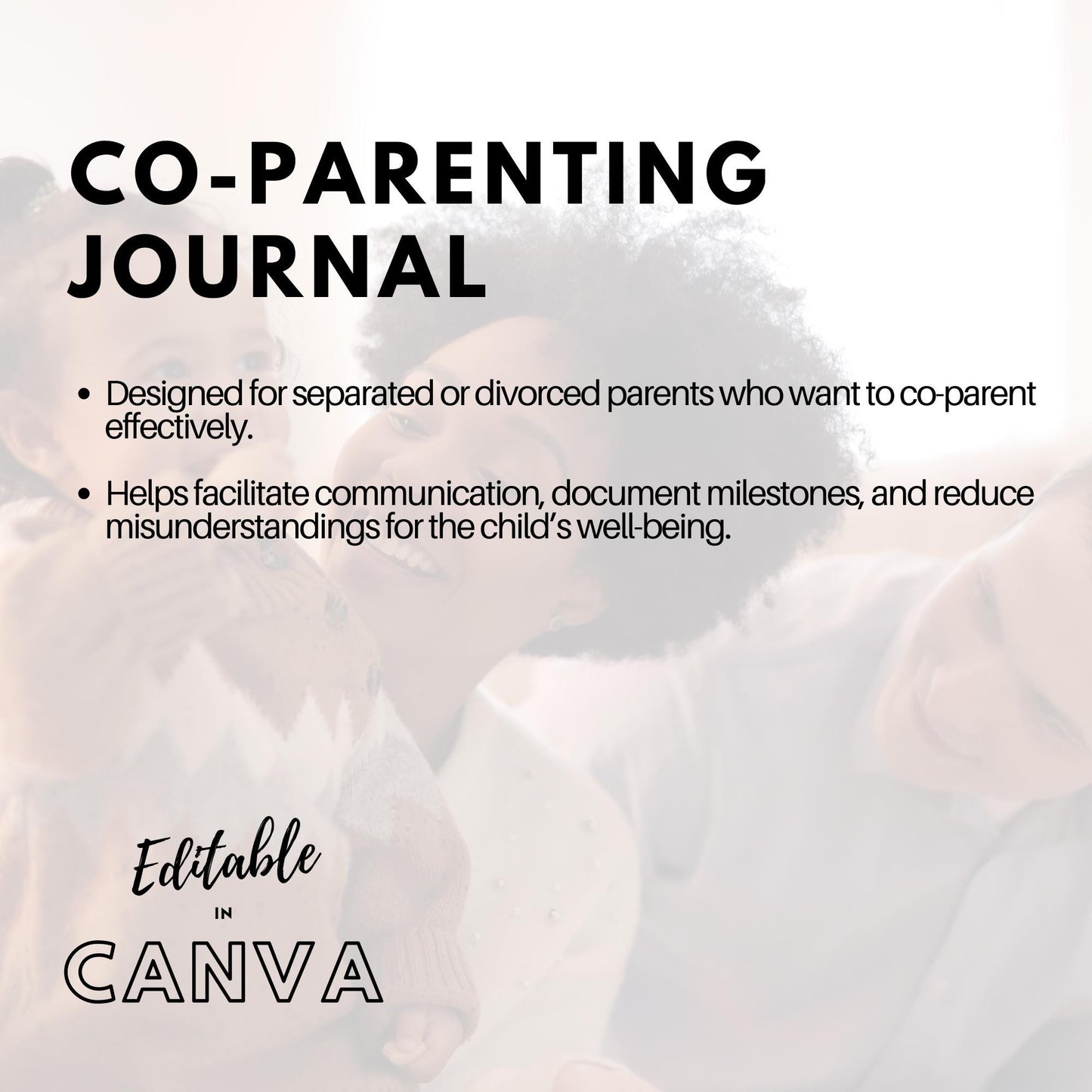 Co-Parenting Journal | Printable Digital Planner for Separated Parents | Shared Custody Organizer | Child’s Well-being | Editable on Canva - Social Canvas