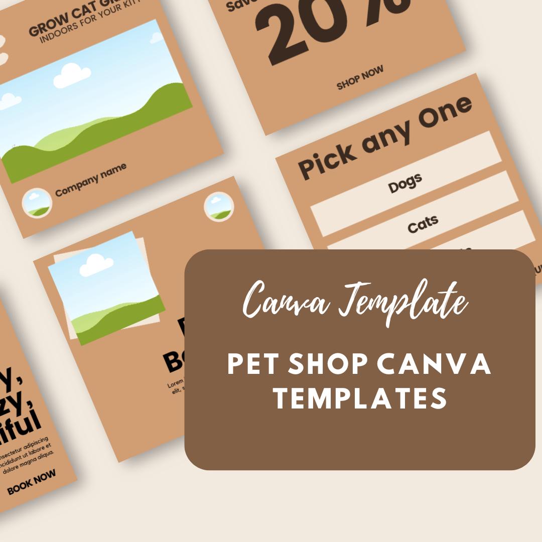 Pet Shop Canva Templates | Social Media Marketing Kit for Pet Stores and Animal Services | Pet Care and Promotion Posts | Digital Download - Social Canvas