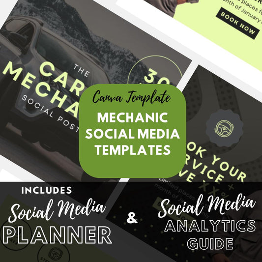 30 Mechanic Social Media Canva Templates | Auto Repair and Car Maintenance Marketing Kit for Instagram and Facebook - Social Canvas