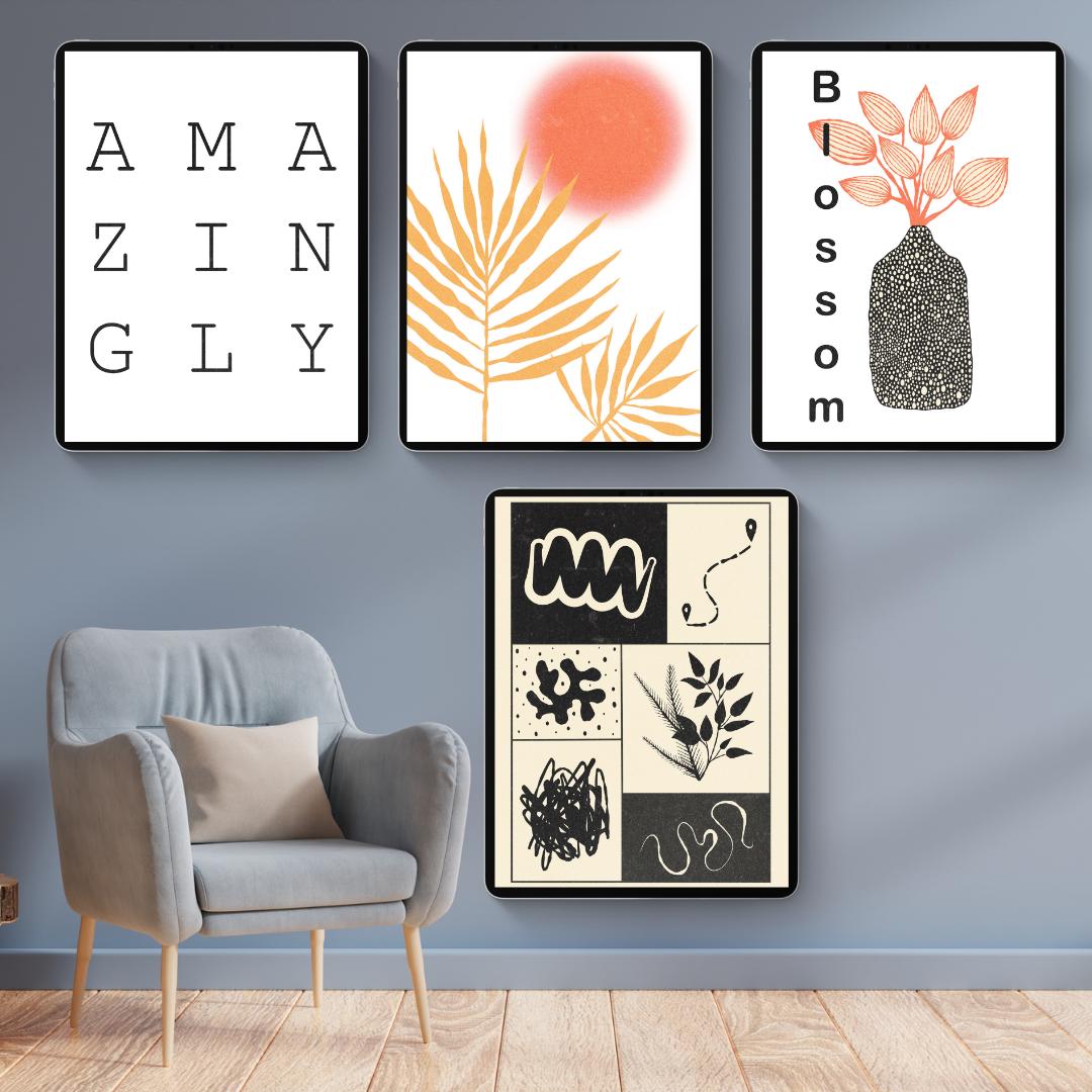 50 Modern Art Prints | Digital Wall Art | Printable Home & Office Decor | Abstract, Boho and Colorful Aesthetic Prints | Instant Download - Social Canvas