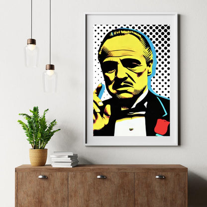 Pop Art Godfather Portrait Print - Iconic Mafia Movie Wall Decor - Social Canvas