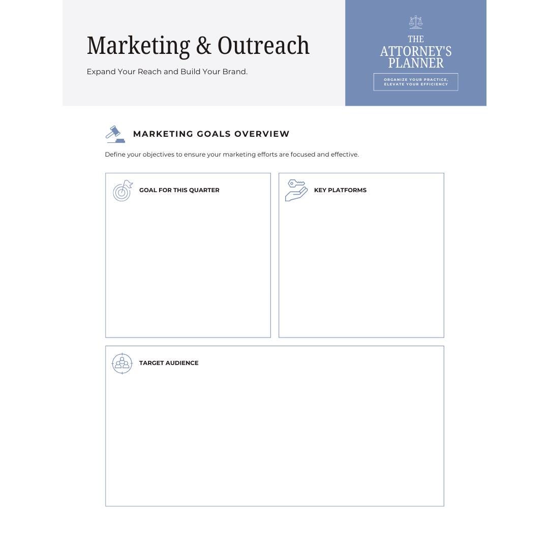 Attorney Planner | Case & Client Organizer | Law Firm Management and Billing Tracker - Social Canvas