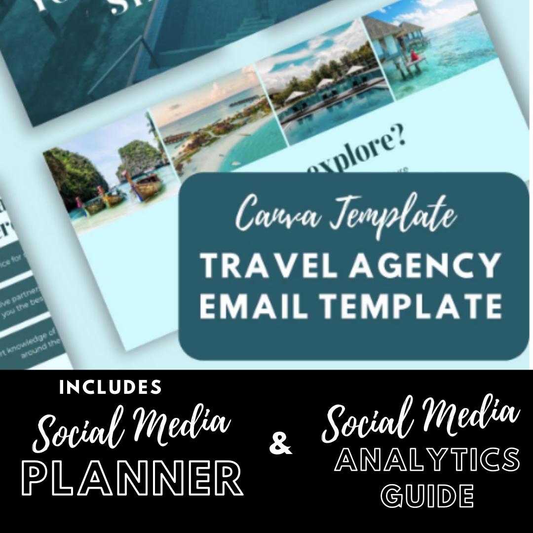 Travel Agency Email Template Pack | 24 High-Converting Sequences for Travel Agents & Tour Operators | Social Media Planner, Analytics Guide - Social Canvas