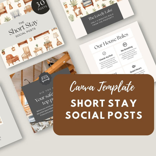 Short Stay Social Media Canva Templates | Airbnb and Vacation Rental Marketing Kit for Instagram and Pinterest - Social Canvas