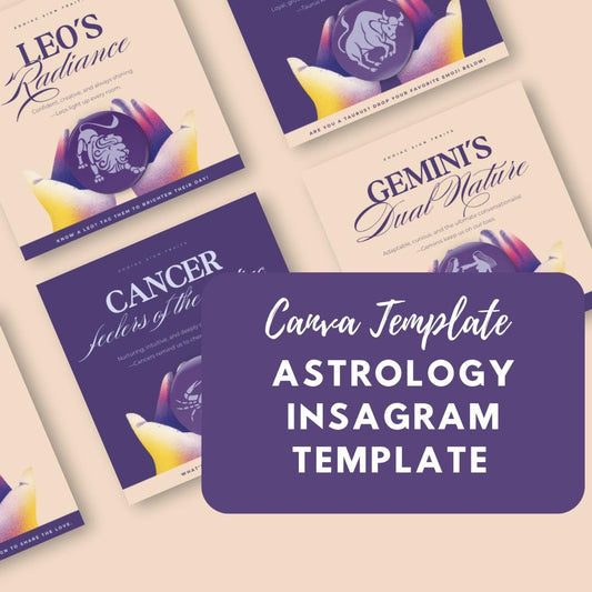 30 Astrology Instagram Templates | Editable Canva Social Media Templates | Zodiac Signs, Horoscope & Aesthetic Astrology | Instant Download - Social Canvas