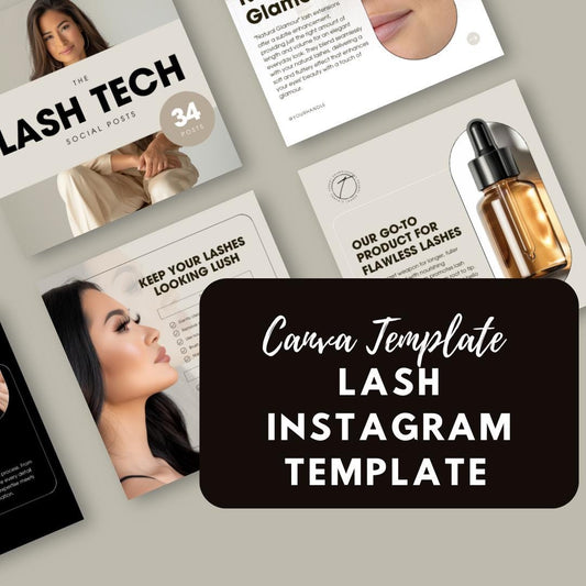 34 Lash Instagram Canva Templates | Social Media Marketing Kit for Lash Techs & Beauty Brands - Social Canvas