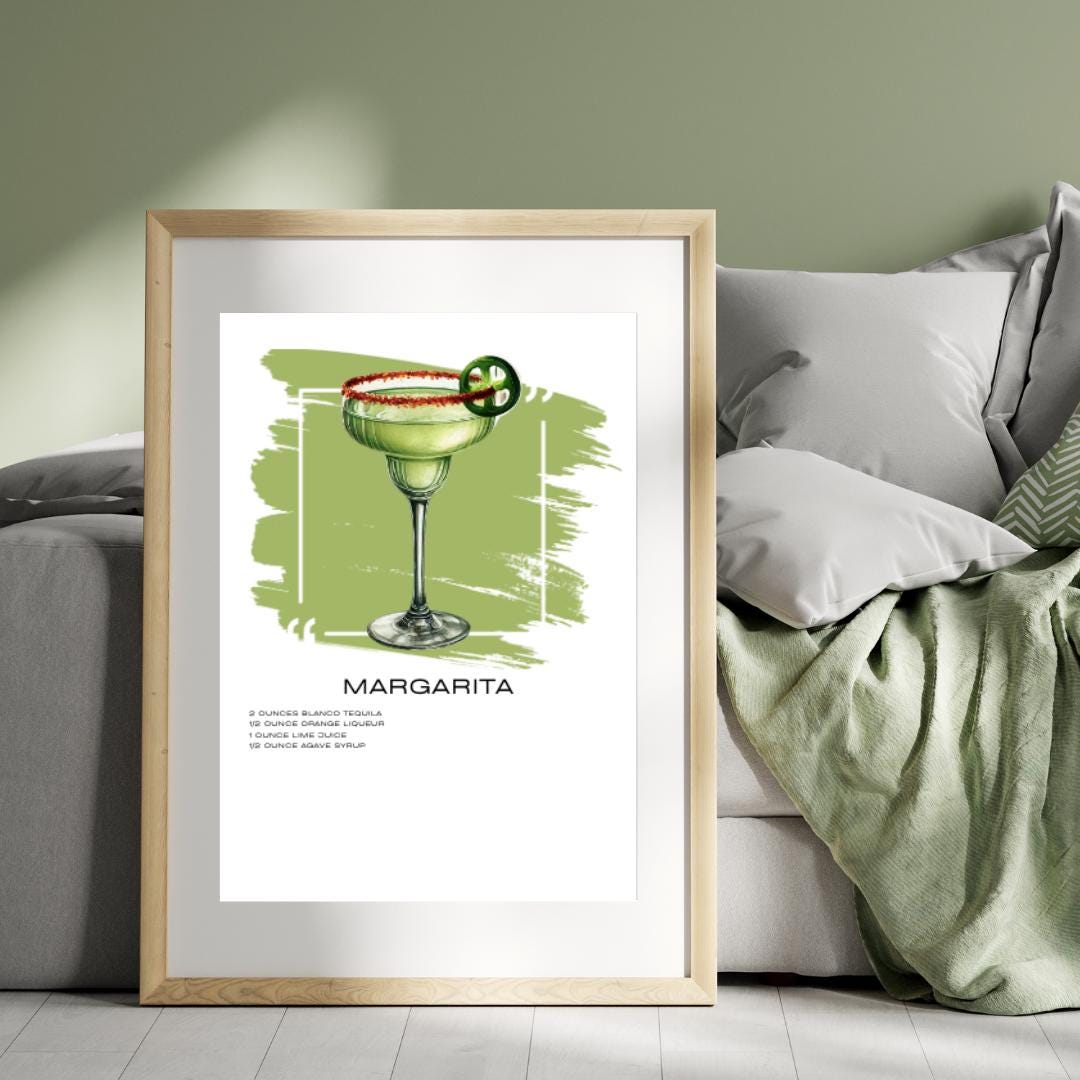 Margarita Cocktail Recipe Art Print - Vibrant Lime and Tequila Wall Decor - Social Canvas