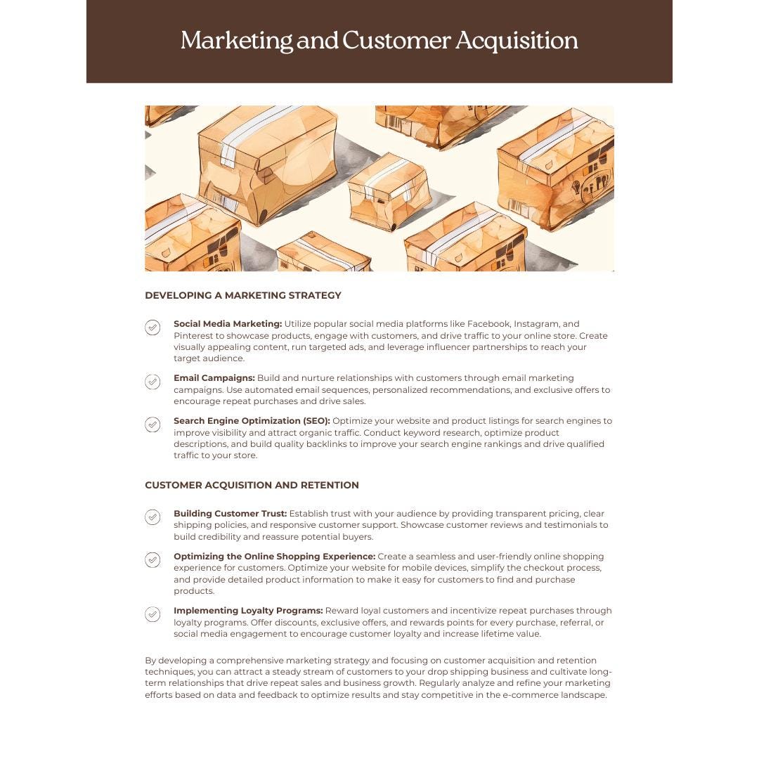 Drop Shipping Business Planner | E-Commerce Startup Guide | Supplier & Marketing Tracker - Social Canvas