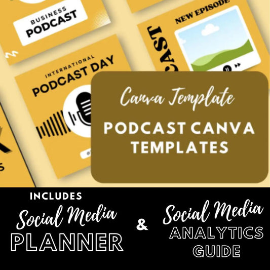 60 Podcast Canva Templates | Episode Announcements and Promotional Posts | Social Media Planner, Analytics Guide - Social Canvas
