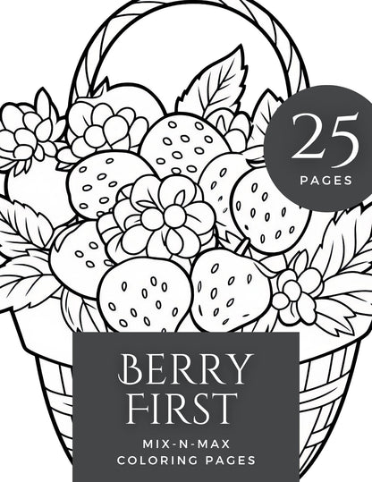 Berry First Coloring Book | 25-Page Canva Template for Kids & Adults | Fun Fruit-Themed Coloring Pages | Digital Download - Social Canvas