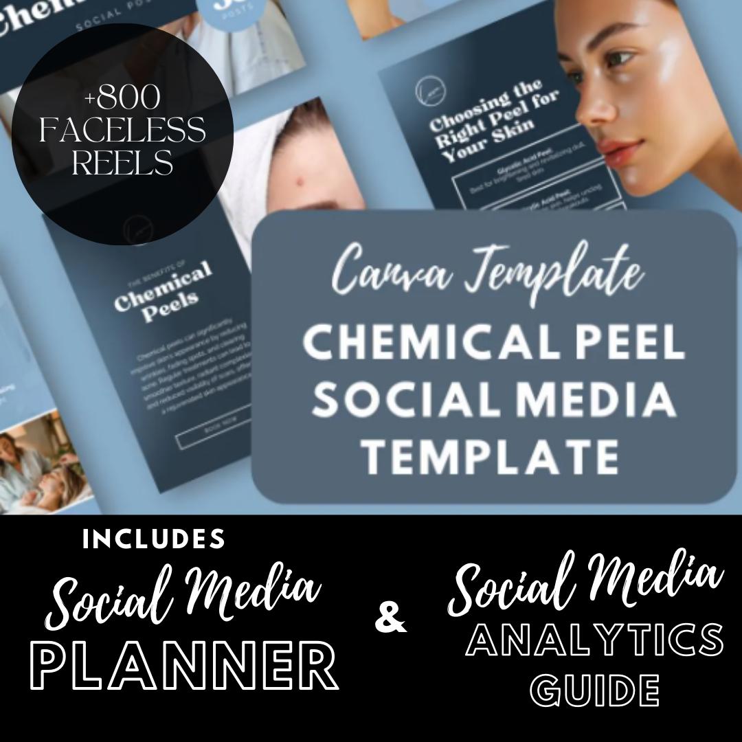 30 Chemical Peel Templates | Skincare Marketing | Estheticians & Med Spas |Social Media Planner, Analytics Guide | 800 Faceless Videos - Social Canvas