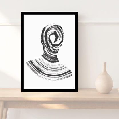 Abstract Black and White Line Art Portrait | Minimalist Modern Wall Art | Contemporary Figurative Art Print for Home Decor - Social Canvas