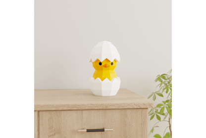 3D Papercraft Chick in Egg - Social Canvas