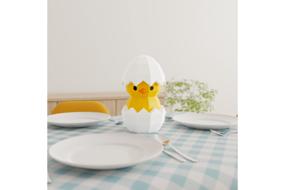 3D Papercraft Chick in Egg - Social Canvas