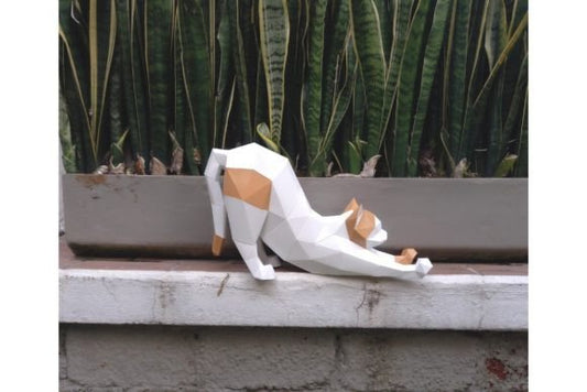 3D Papercraft Stretching Cat - Social Canvas