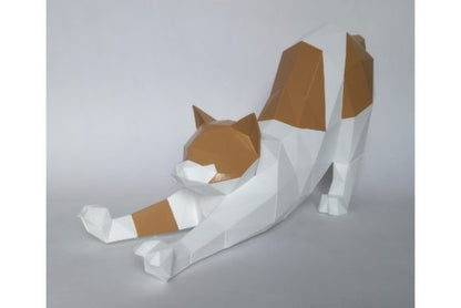 3D Papercraft Stretching Cat - Social Canvas