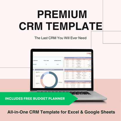 All-in-One CRM Template for Excel & Google Sheets – Track Leads, Sales & Contacts Easily - Includes Free Google Sheets Budget Planne