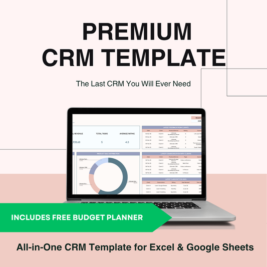 All-in-One CRM Template for Excel & Google Sheets – Track Leads, Sales & Contacts Easily - Includes Free Google Sheets Budget Planne