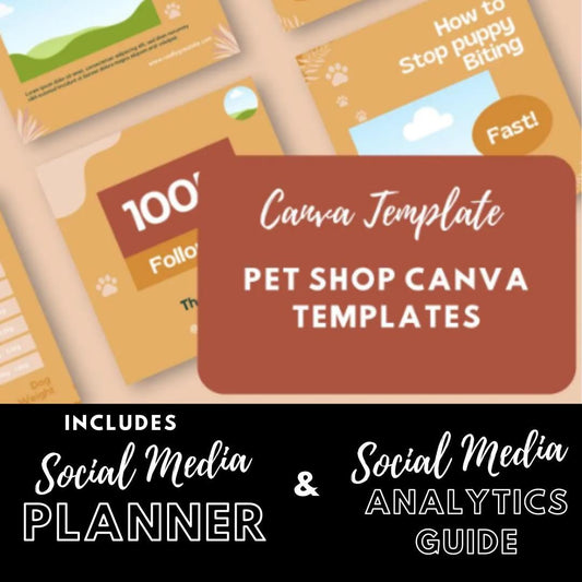 Pet Shop Canva Templates | Pet Stores and Animal Services | Pet Care and Promotion Posts | Social Media Planner, Analytics Guide - Social Canvas