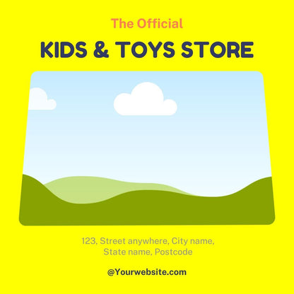 KidsZone Canva Templates | Kids Store and Toy Shop | Bright and Playful Marketing Graphics | Social Media Planner, Analytics Guide - Social Canvas