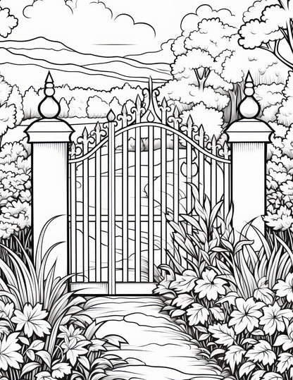 English Garden Coloring Book | 25-Page Canva Template for Relaxation and Mindfulness | Beautiful Floral and Garden-Themed Pages - Social Canvas
