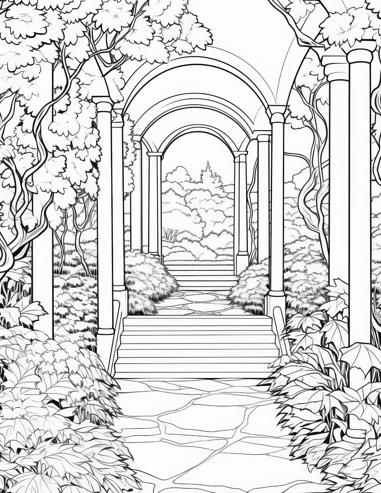 English Garden Coloring Book | 25-Page Canva Template for Relaxation and Mindfulness | Beautiful Floral and Garden-Themed Pages - Social Canvas