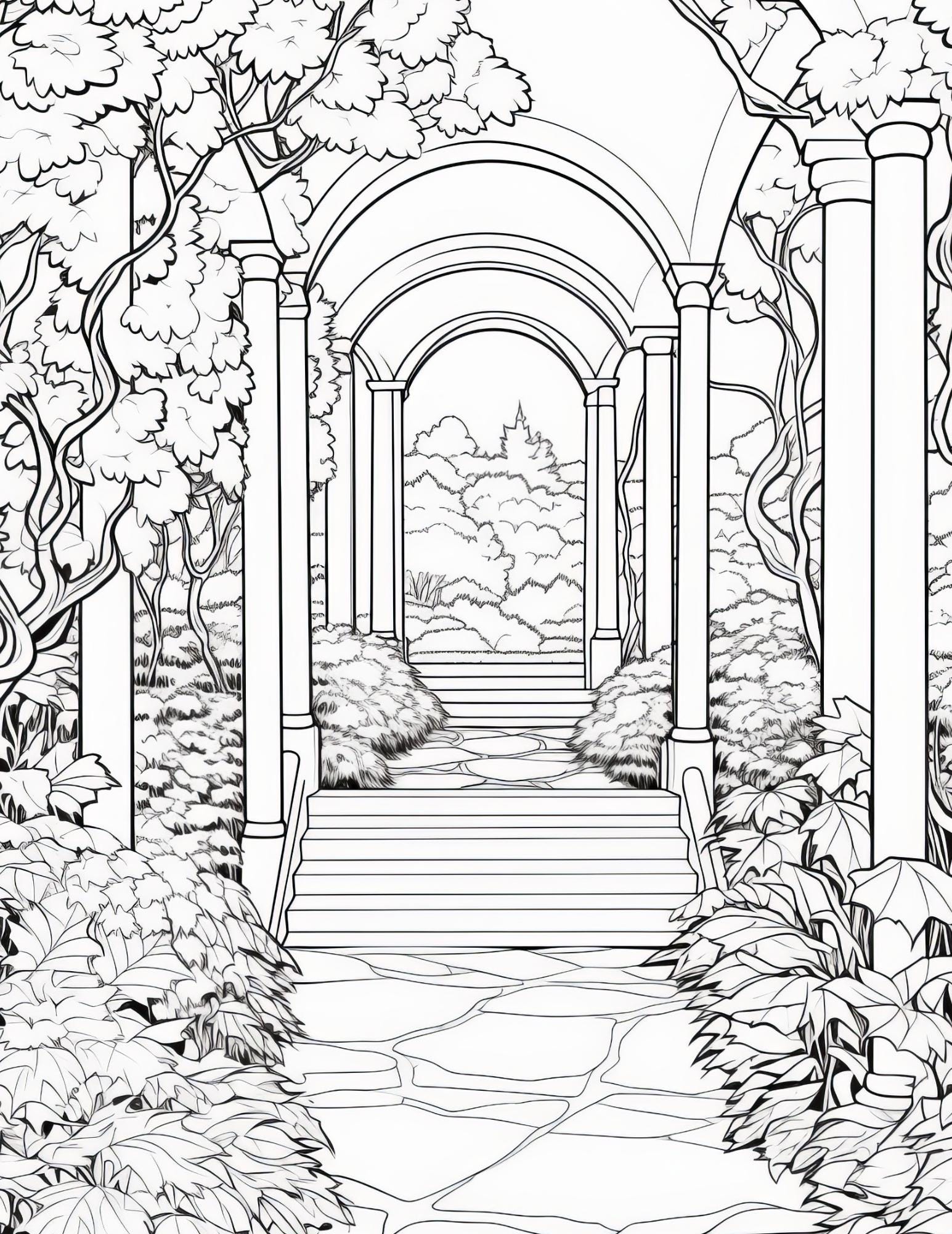 English Garden Coloring Book | 25-Page Canva Template for Relaxation and Mindfulness | Beautiful Floral and Garden-Themed Pages - Social Canvas