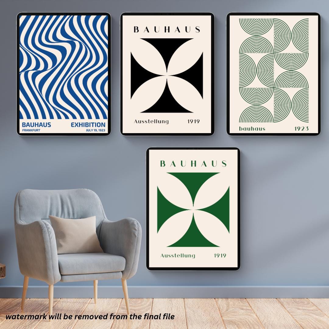 50 Bauhaus Exhibition Posters | Bauhaus Art Prints | 50 Printable Posters Bundle - Social Canvas