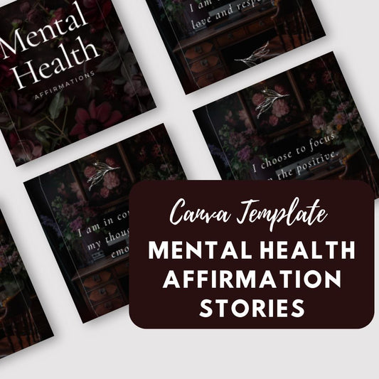 200 Mental Health Affirmation Stories Canva Templates | Aesthetic Mindfulness & Self-Care Instagram Kit - Social Canvas