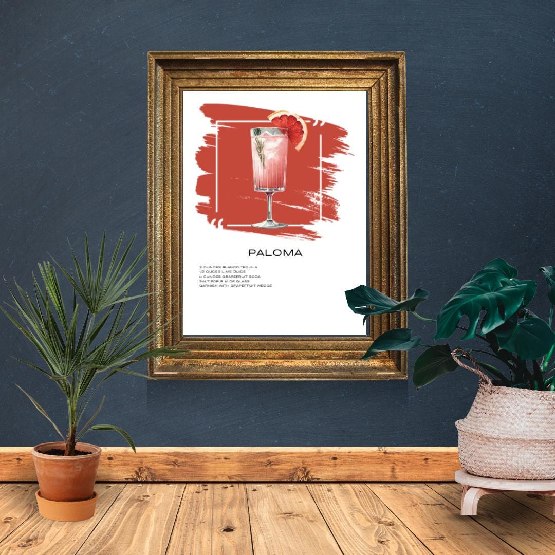 Paloma Recipe Art Print - Refreshing Tequila Cocktail Wall Decor - Social Canvas