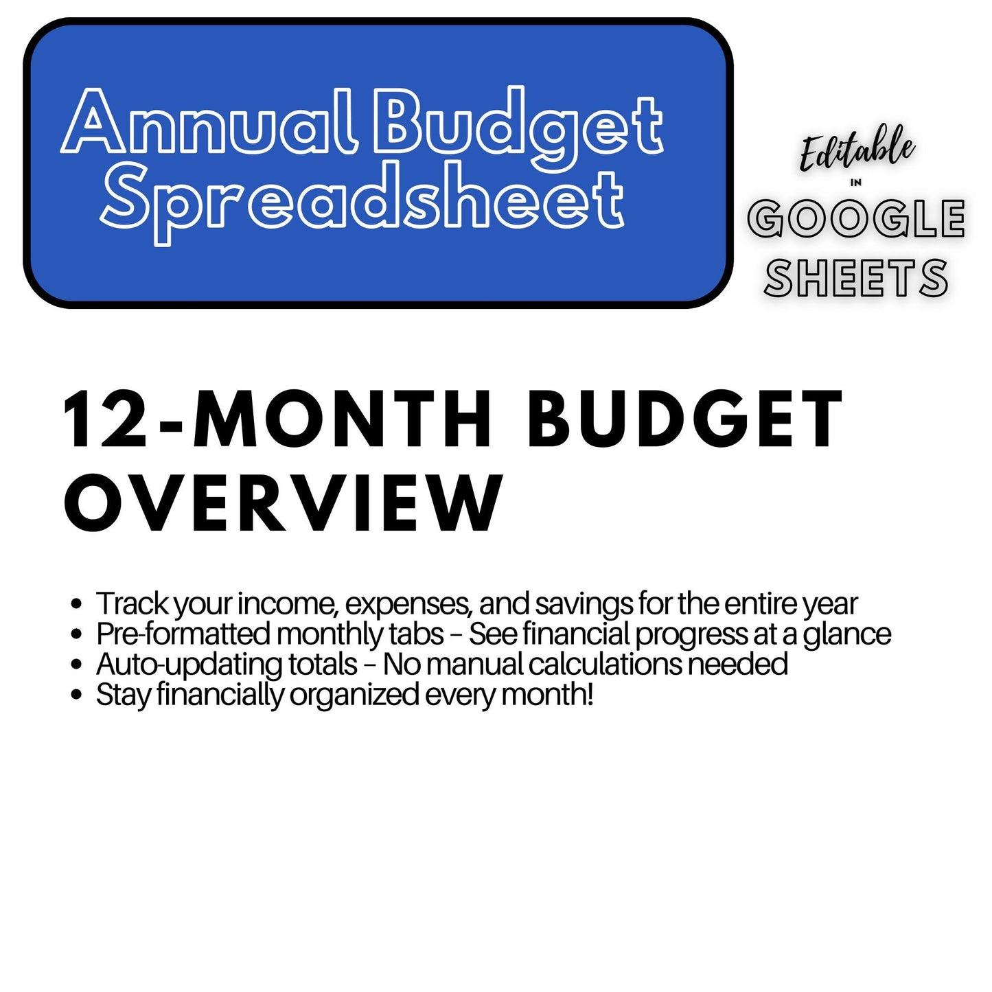 Annual Budget Spreadsheet | Editable Google Sheets Template | Business & Household Budget Planner | 2025 Financial Tracker - Social Canvas