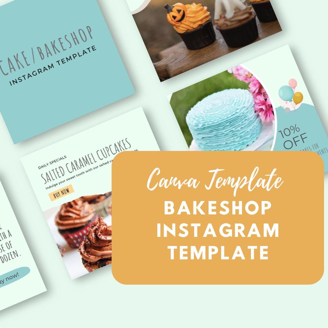 40 Bakeshop Instagram Canva Templates | Canva Template Bundle | Editable Social Media Graphics - Social Canvas