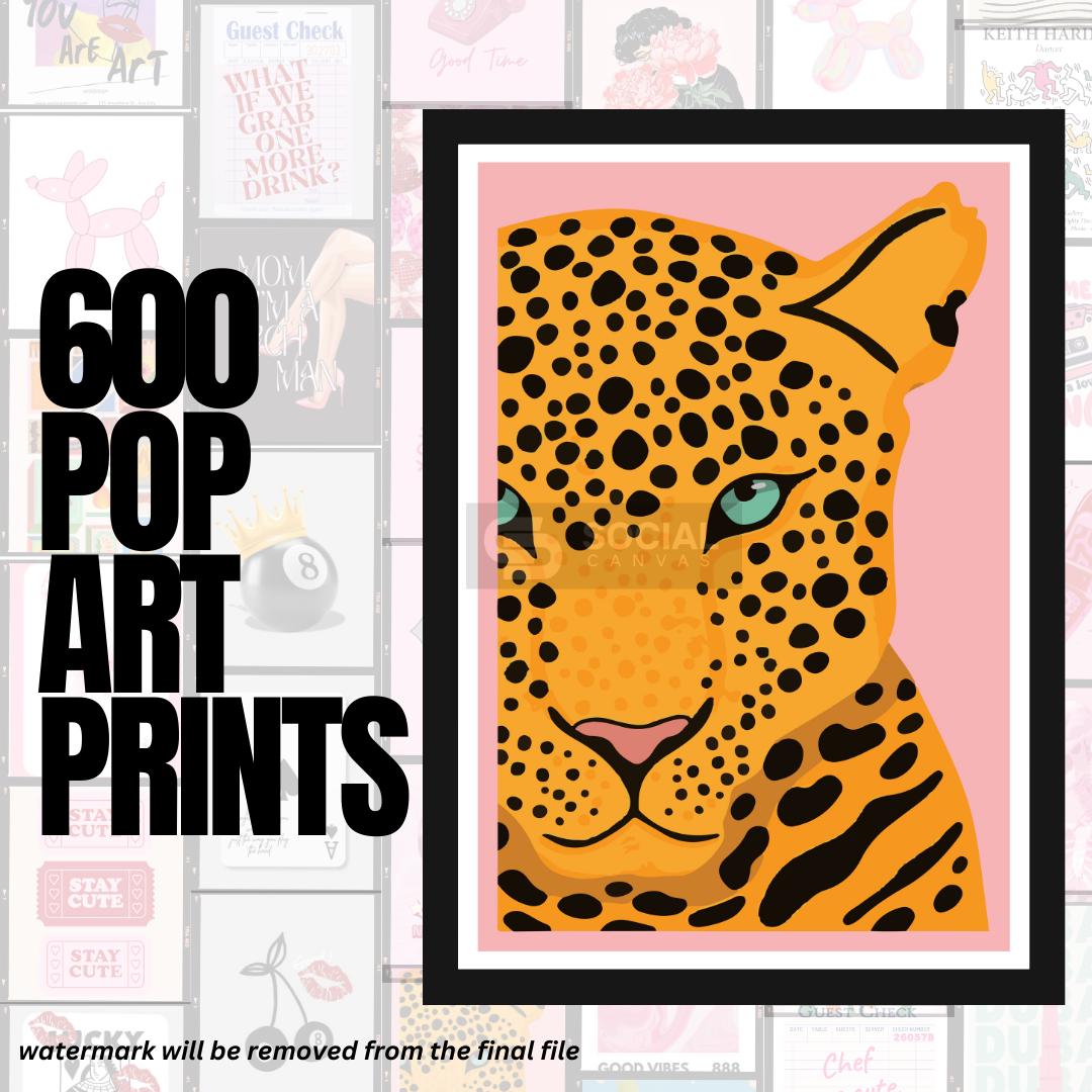 Bold Leopard Pop Art Poster - Modern Animal Artwork | 600 Pop Art Prints Bundle - Social Canvas