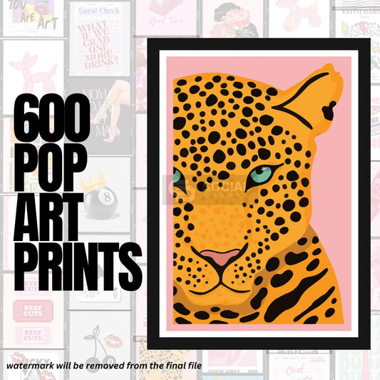 Bold Leopard Pop Art Poster - Modern Animal Artwork | 600 Pop Art Prints Bundle - Social Canvas