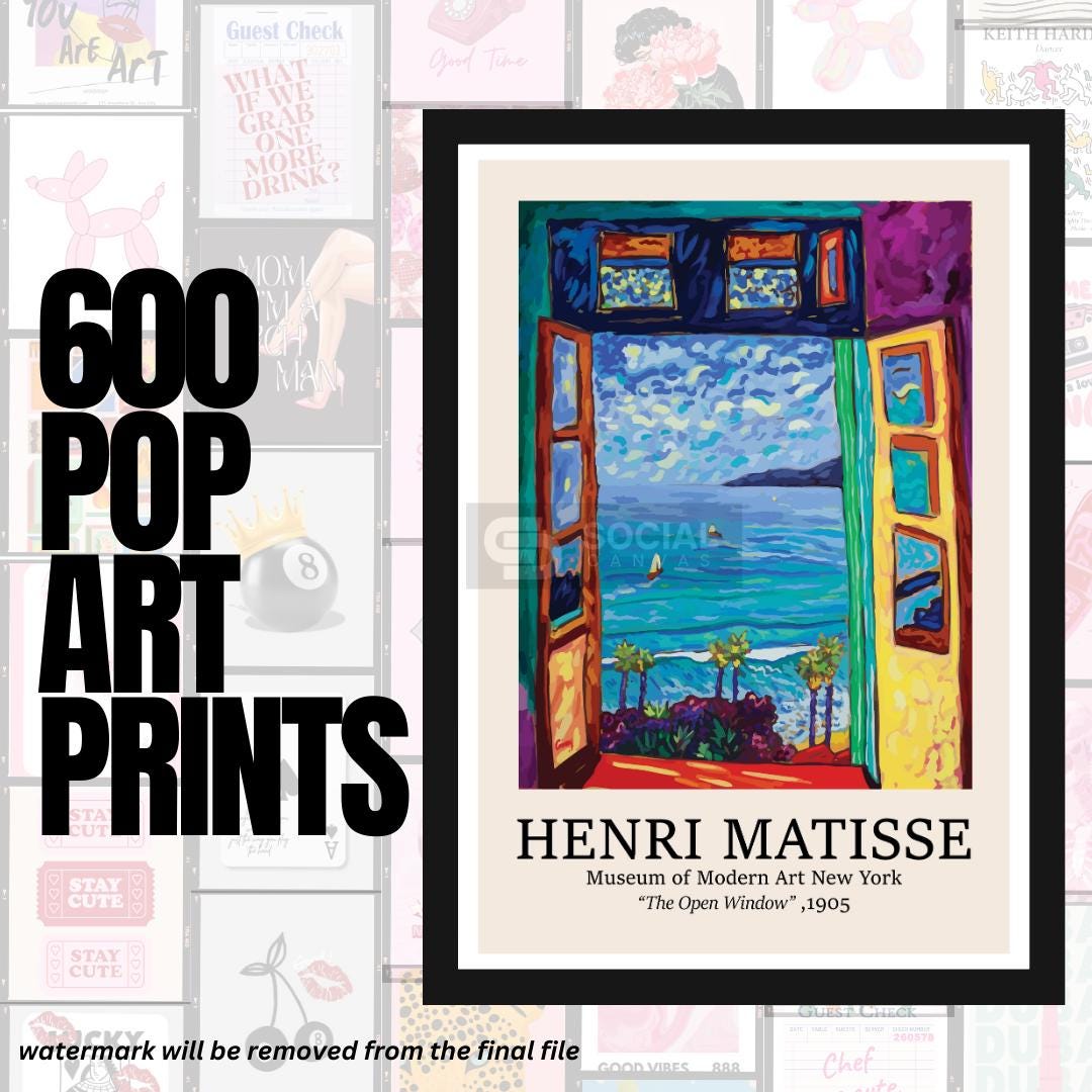 Henri Matisse ‘The Open Window’ Reimagined - Vibrant Pop Art Style | 600 Pop Art Prints Bundle - Social Canvas
