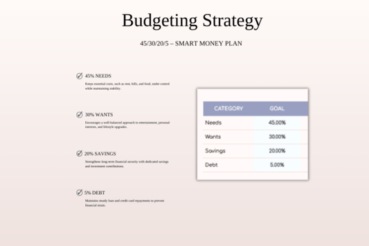 Personal Finance Budget Template – 45/30/20/5 Rule Tracker for Excel & Google Sheets - Social Canvas