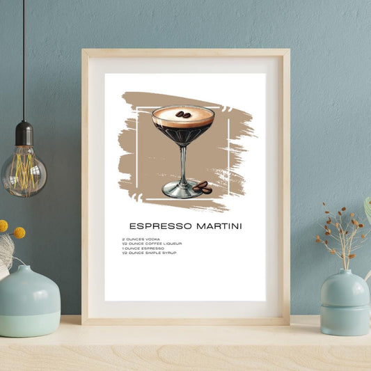 Chic Espresso Martini Recipe Art Print - Cocktail Bar Decor - Social Canvas
