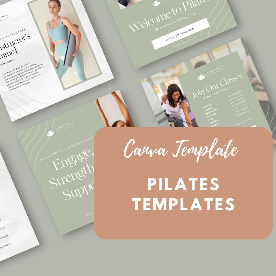 Pilates Social Media Templates | Editable Canva Templates | Fitness, Wellness & Studio Marketing Graphics | Instant Download - Social Canvas