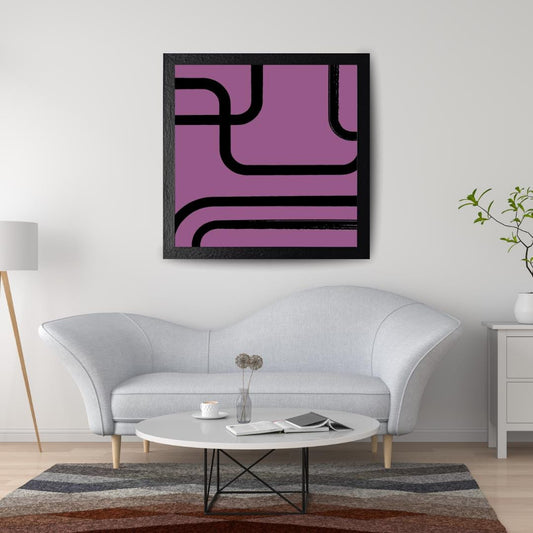 Geometric Abstract Wall Art | Modern Minimalist Purple and Black Design | Mid-Century Inspired Retro Print for Home or Office Decor - Social Canvas