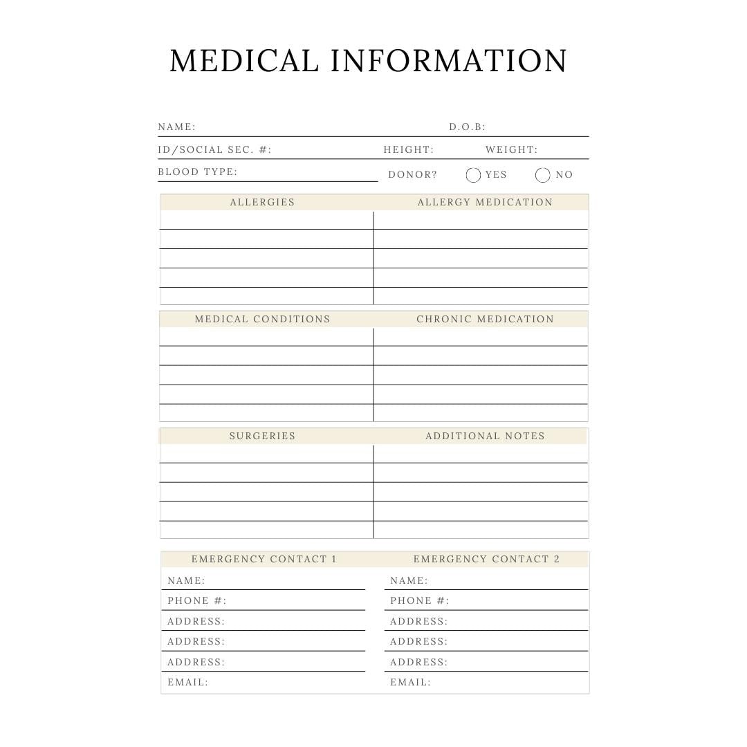 Medical Planner Canva Template | Printable Health Tracker | Doctor Appointment and Medication Log | Wellness and Symptom Journal - Social Canvas