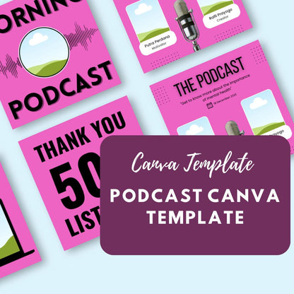 Podcast Canva Template | Social Media Podcast Graphics | Social Media Planner, Analytics Guide and 800 Faceless Videos - Social Canvas