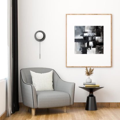 Monochrome Abstract Wall Art Print | Black and White Geometric Art | Modern Minimalist Home Decor | Contemporary Textured Painting - Social Canvas