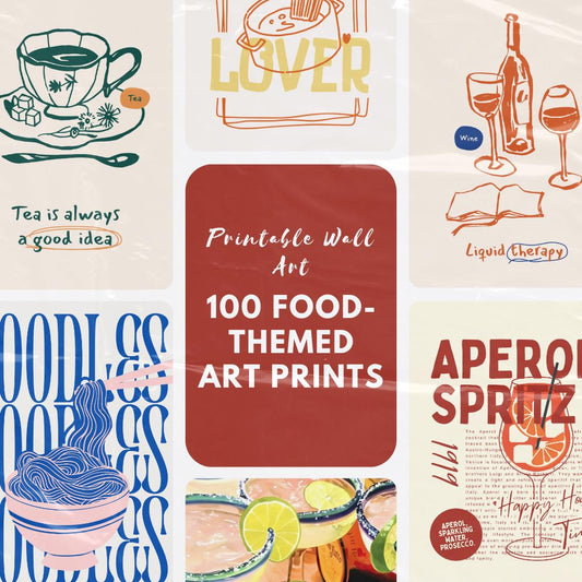 100 Food-Themed Art Prints | Printable Kitchen Wall Art | Retro, Aesthetic & Modern Food Illustrations | Instant Download - Social Canvas