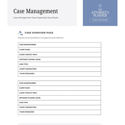 Attorney Planner | Case & Client Organizer | Law Firm Management and Billing Tracker - Social Canvas