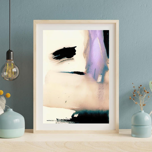 Abstract Watercolor Wall Art | Minimalist Purple and Black Brushstroke Painting | Modern Expressionist Artwork for Contemporary Home Decor - Social Canvas