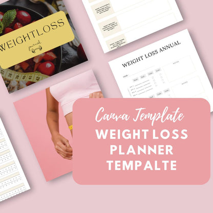 Weight Loss Planner Canva Template | Fitness Tracker | Meal & Exercise Log | Goal Setting Journal | Digital Download - Social Canvas