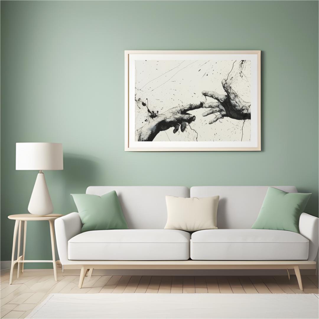 Dynamic Abstract Hand Art Print | Black and White Splatter Painting | Modern Expressionist Wall Art for Home or Office - Social Canvas