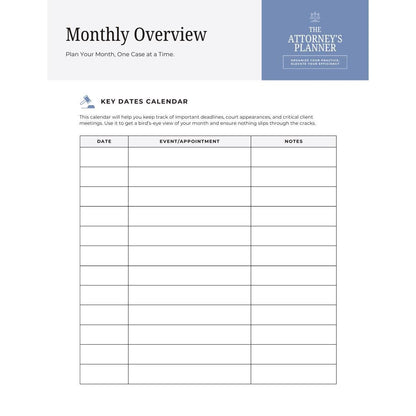 Attorney Planner | Case & Client Organizer | Law Firm Management and Billing Tracker - Social Canvas