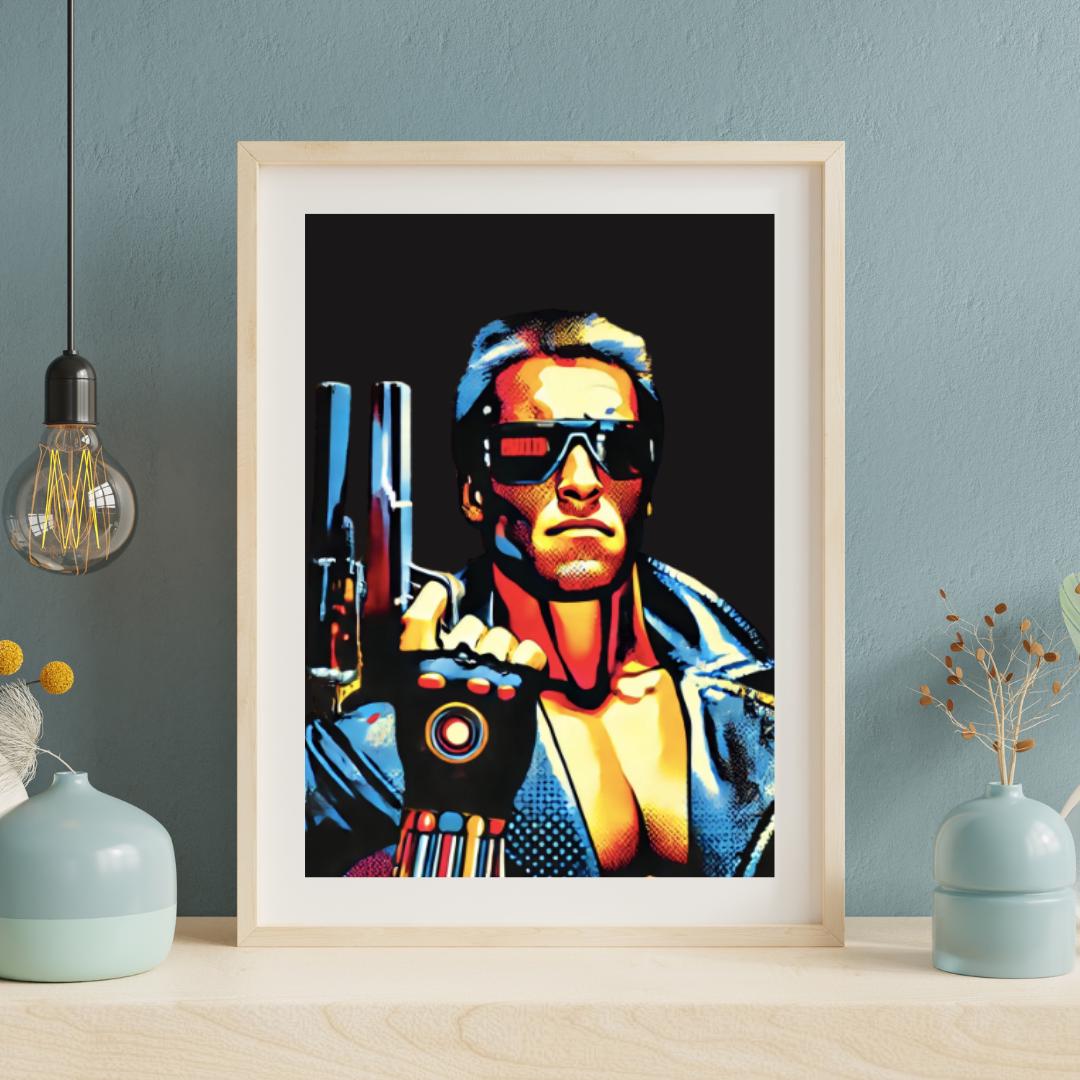 Terminator Style Pop Art Poster - Iconic Sci-Fi Movie Wall Decor - Social Canvas