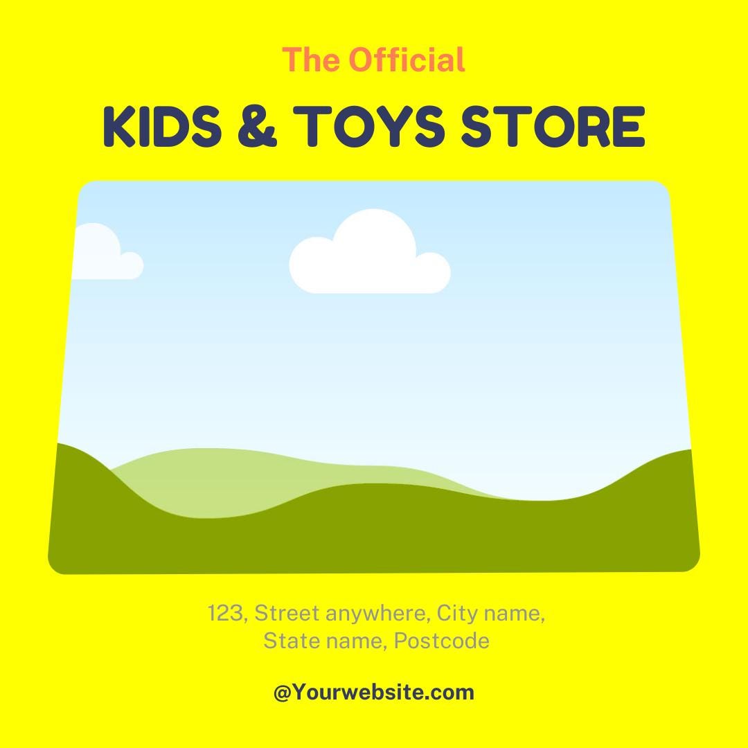 KidsZone Canva Templates | Kids Store and Toy Shop Social Media Kit | Bright and Playful Marketing Graphics | Digital Download - Social Canvas